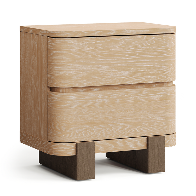 [Pre-sale] Nightstand with 2 Drawers 23.6" Large Bedside Table with Curved Front Handle-Free Storage