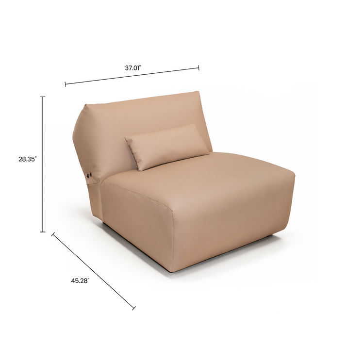 Sofá modular Cloud - Sillón de chenilla color blanco marfil, 31.7" de ancho