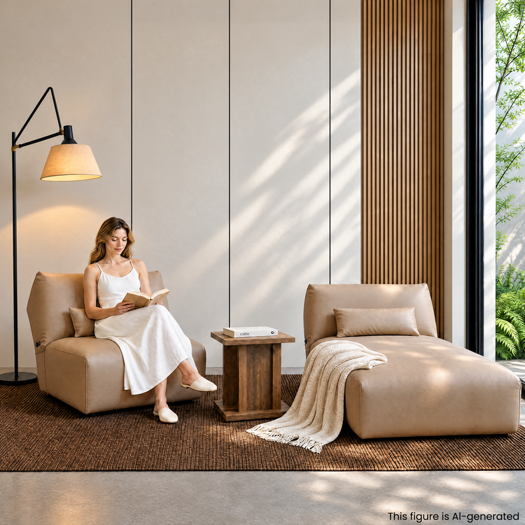 Sofá modular Cloud - Sillón de chenilla color blanco marfil, 31.7" de ancho