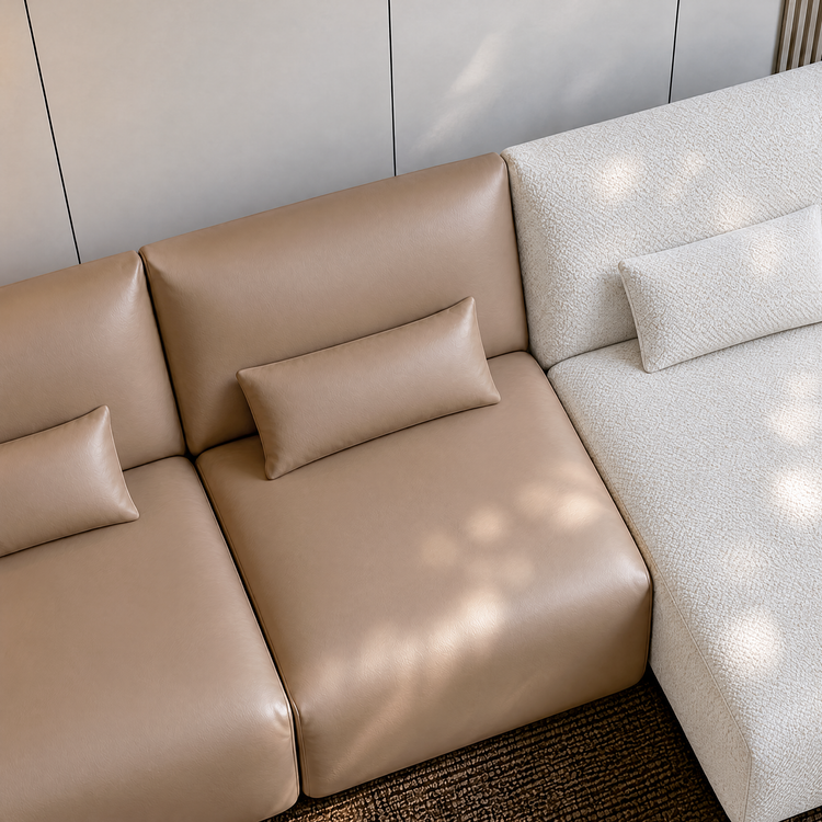 Sofá modular Cloud - Sillón de chenilla color blanco marfil, 31.7" de ancho