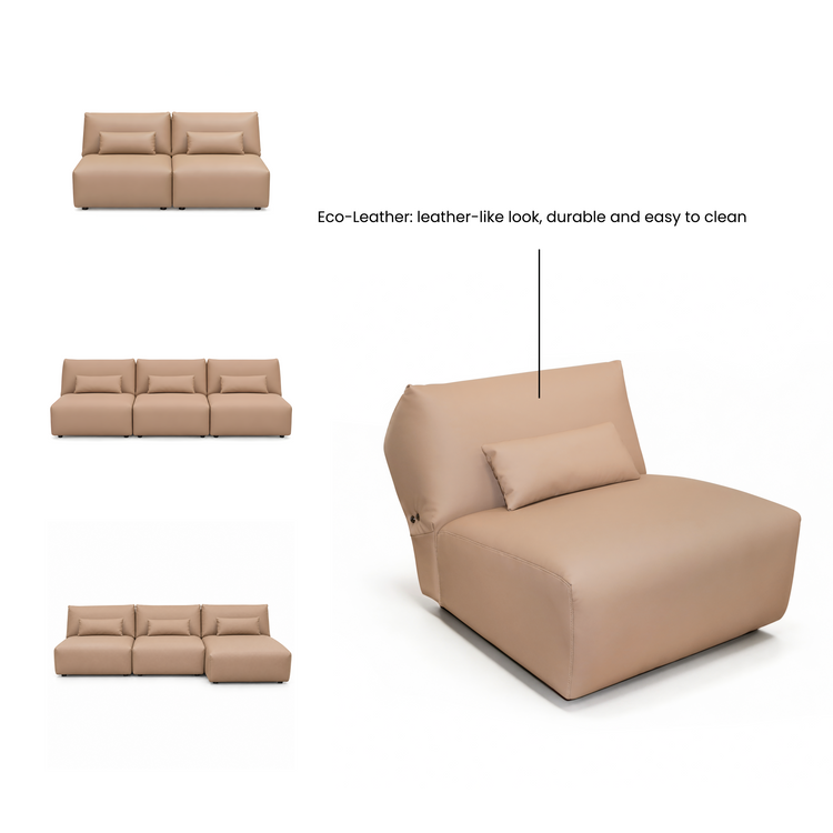 Sofá modular Cloud - Sillón de chenilla color blanco marfil, 31.7" de ancho