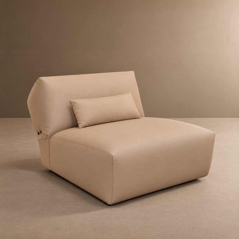 Sofá modular Cloud - Sillón de chenilla color blanco marfil, 31.7" de ancho