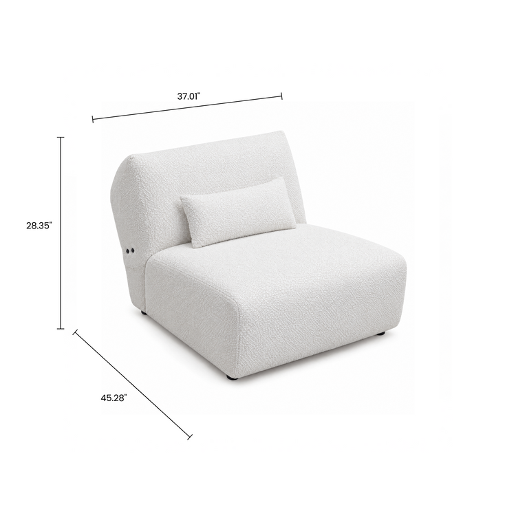 Sofá modular Cloud - Sillón de chenilla color blanco marfil, 31.7" de ancho