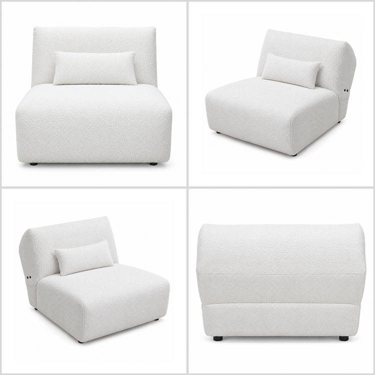 Sofá modular Cloud - Sillón de chenilla color blanco marfil, 31.7" de ancho