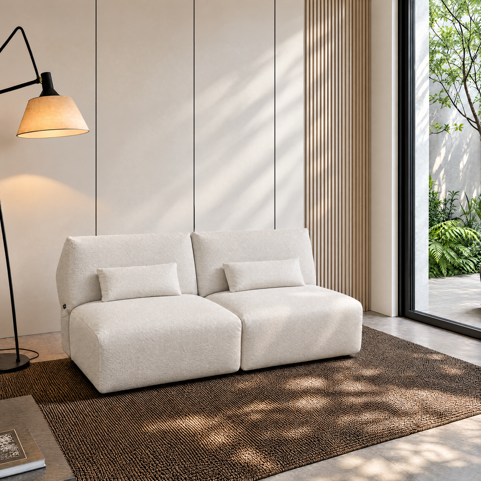 Sofá modular Cloud - Sillón de chenilla color blanco marfil, 31.7" de ancho