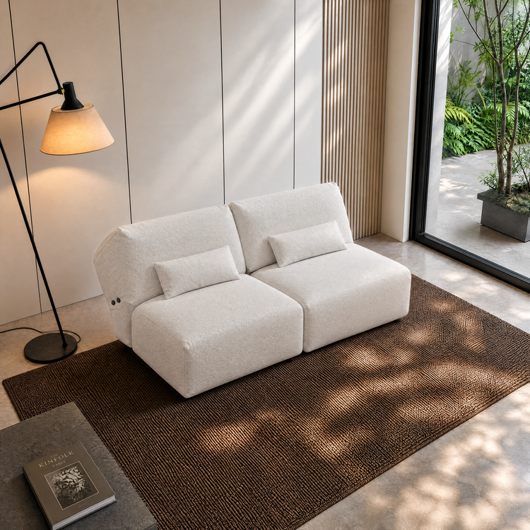 Sofá modular Cloud - Sillón de chenilla color blanco marfil, 31.7" de ancho