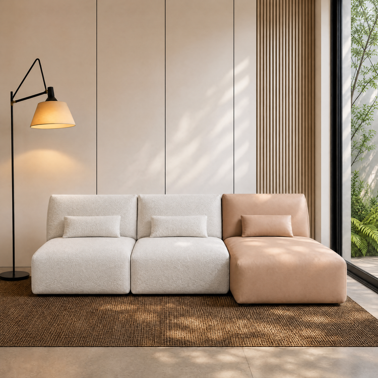 Sofá modular Cloud - Sillón de chenilla color blanco marfil, 31.7" de ancho