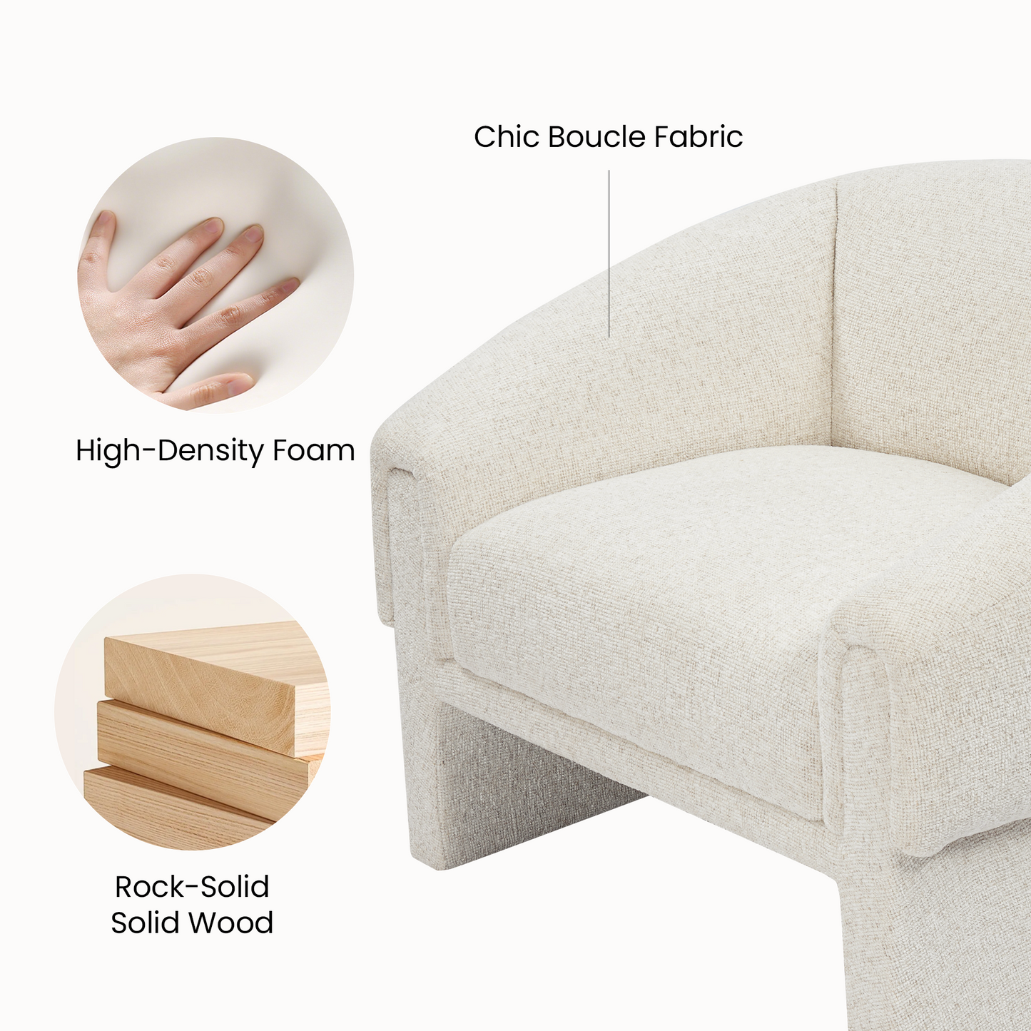 [Pre-Sale] Modern Organic Barrel Accent Chair Cream Tweed Bouclé Armchair for Living Room