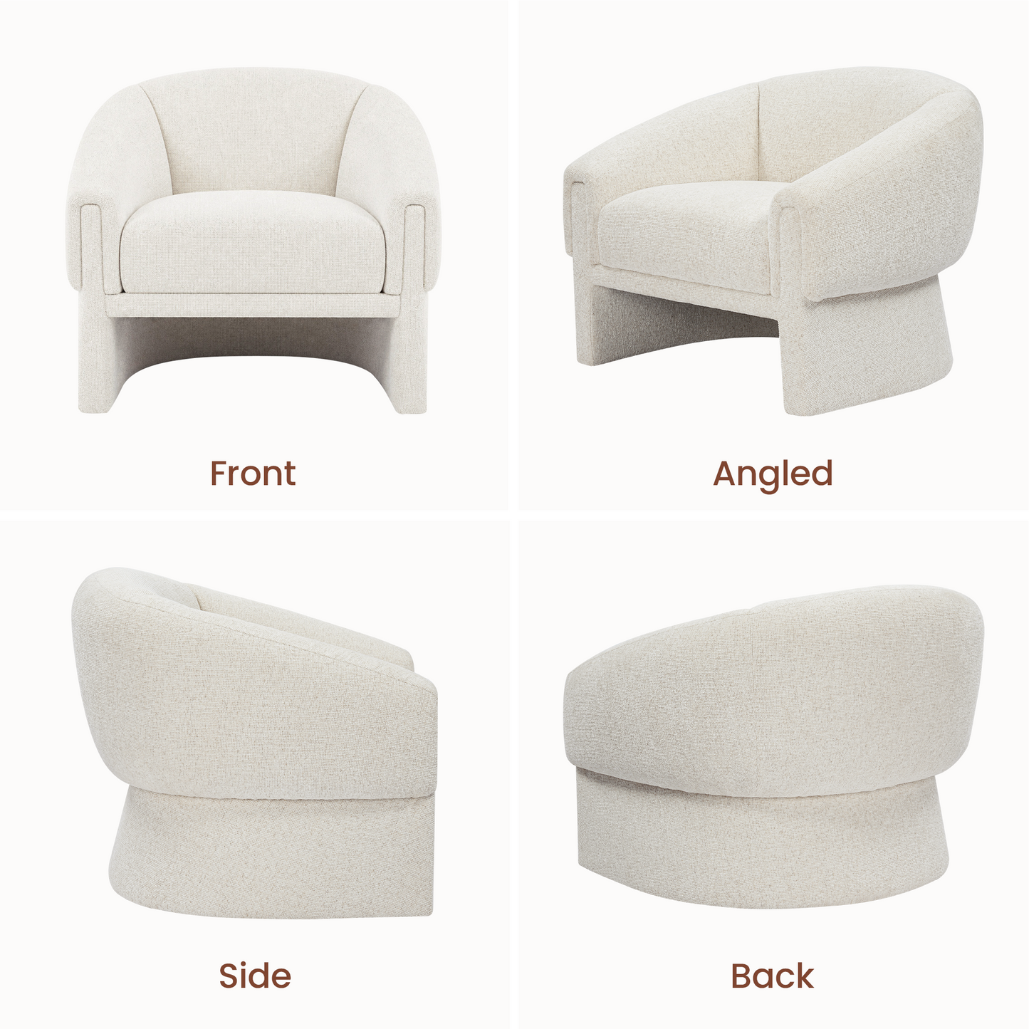 [Pre-Sale] Modern Organic Barrel Accent Chair Cream Tweed Bouclé Armchair for Living Room