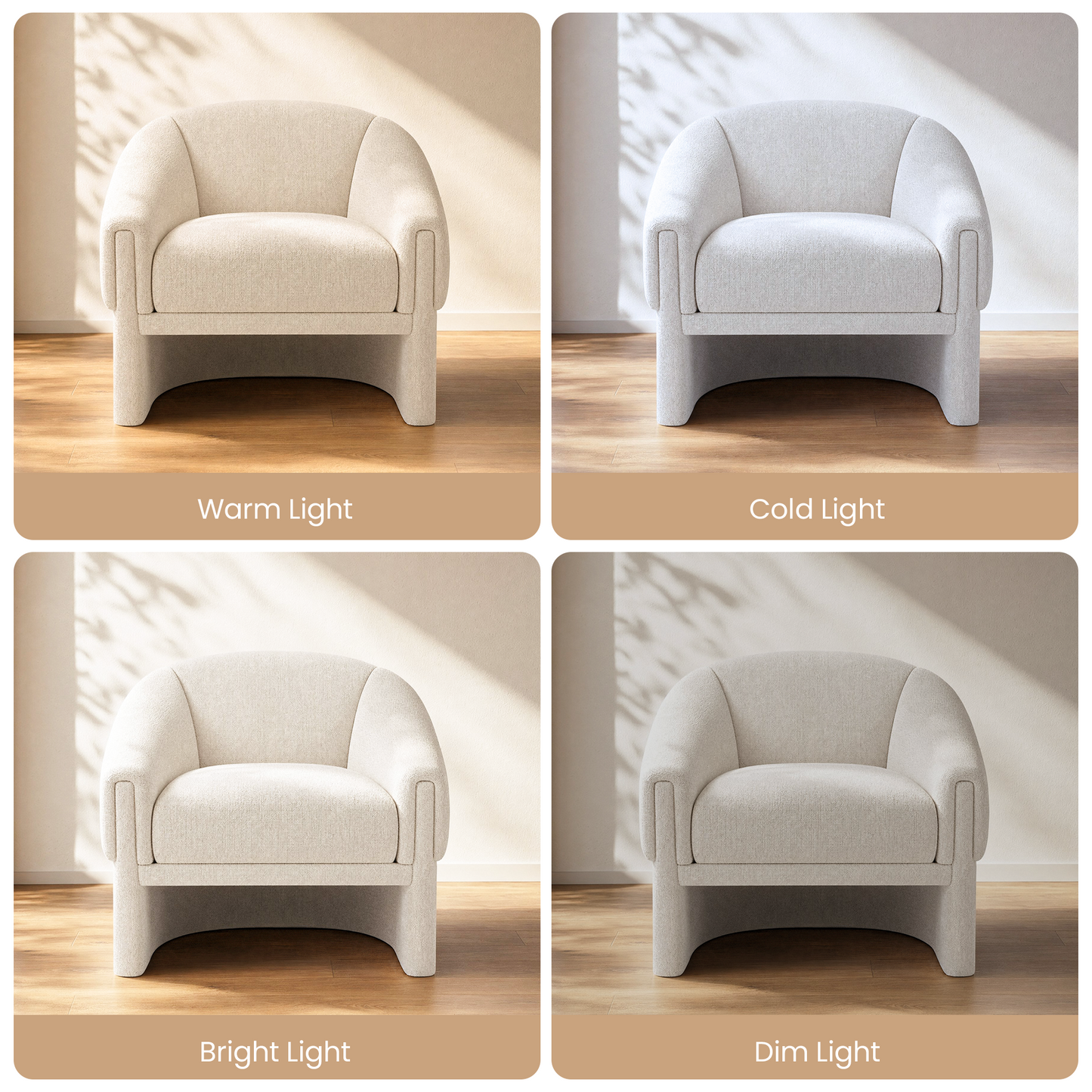 [Pre-Sale] Modern Organic Barrel Accent Chair Cream Tweed Bouclé Armchair for Living Room