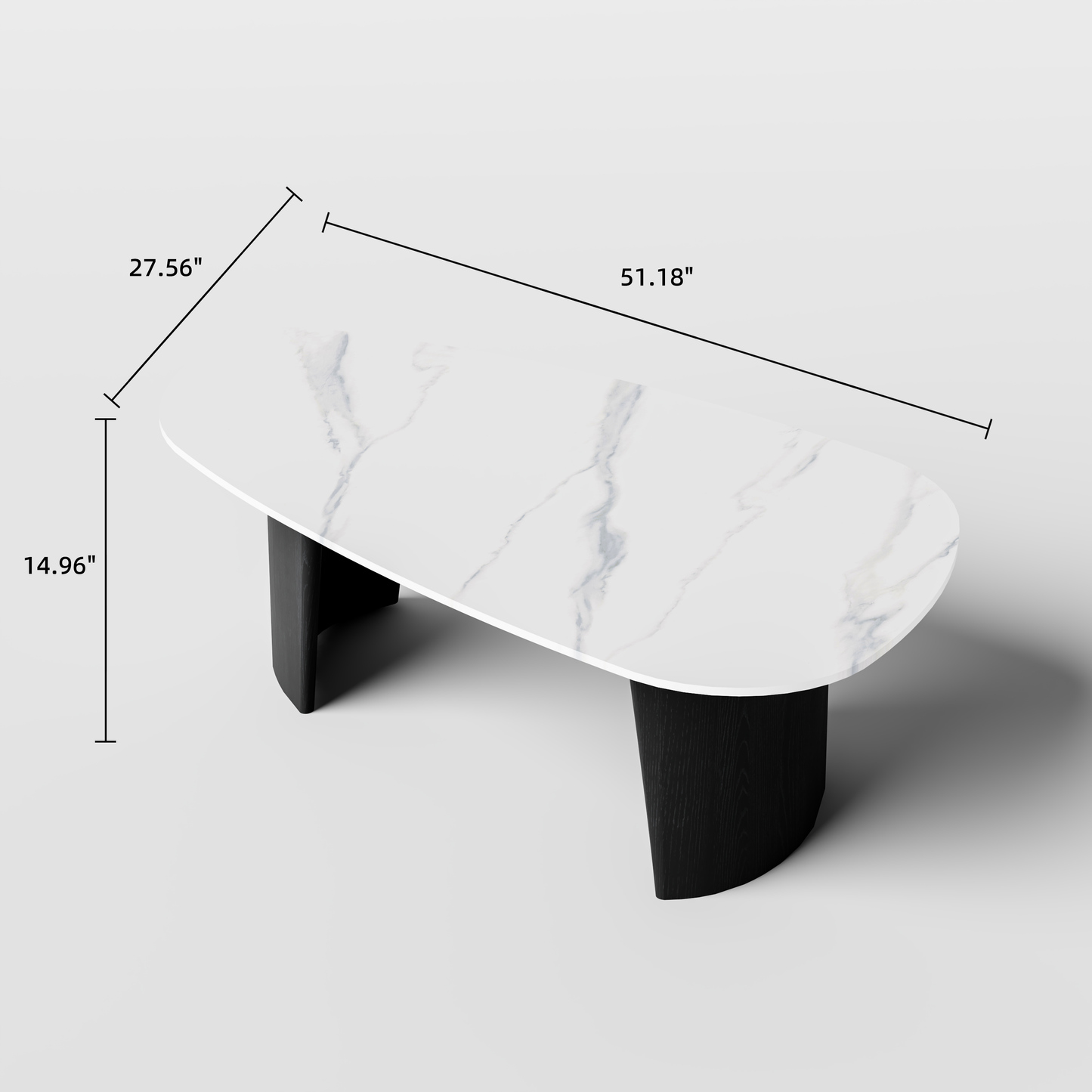 [Pre-Sale] Modern Oval Sintered Stone Coffee Table with Curved Black Ash Veneer Base