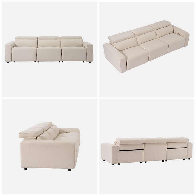[Pre-Sale] 110" Modern Power Reclining Sofa, 3-Seater Fabric Motion Sofa with Electric Footrests & Lumbar Support