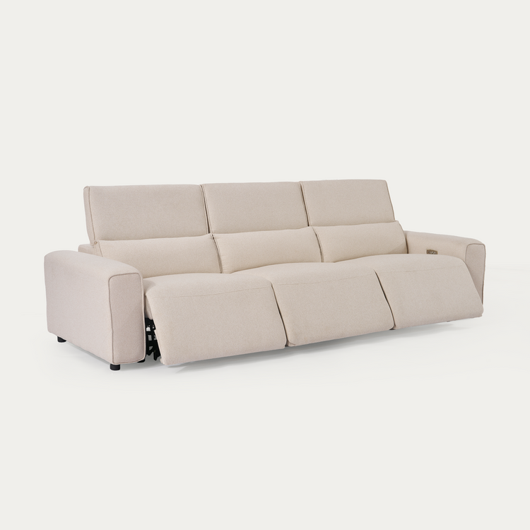 [Pre-Sale] 110" Modern Power Reclining Sofa, 3-Seater Fabric Motion Sofa with Electric Footrests & Lumbar Support