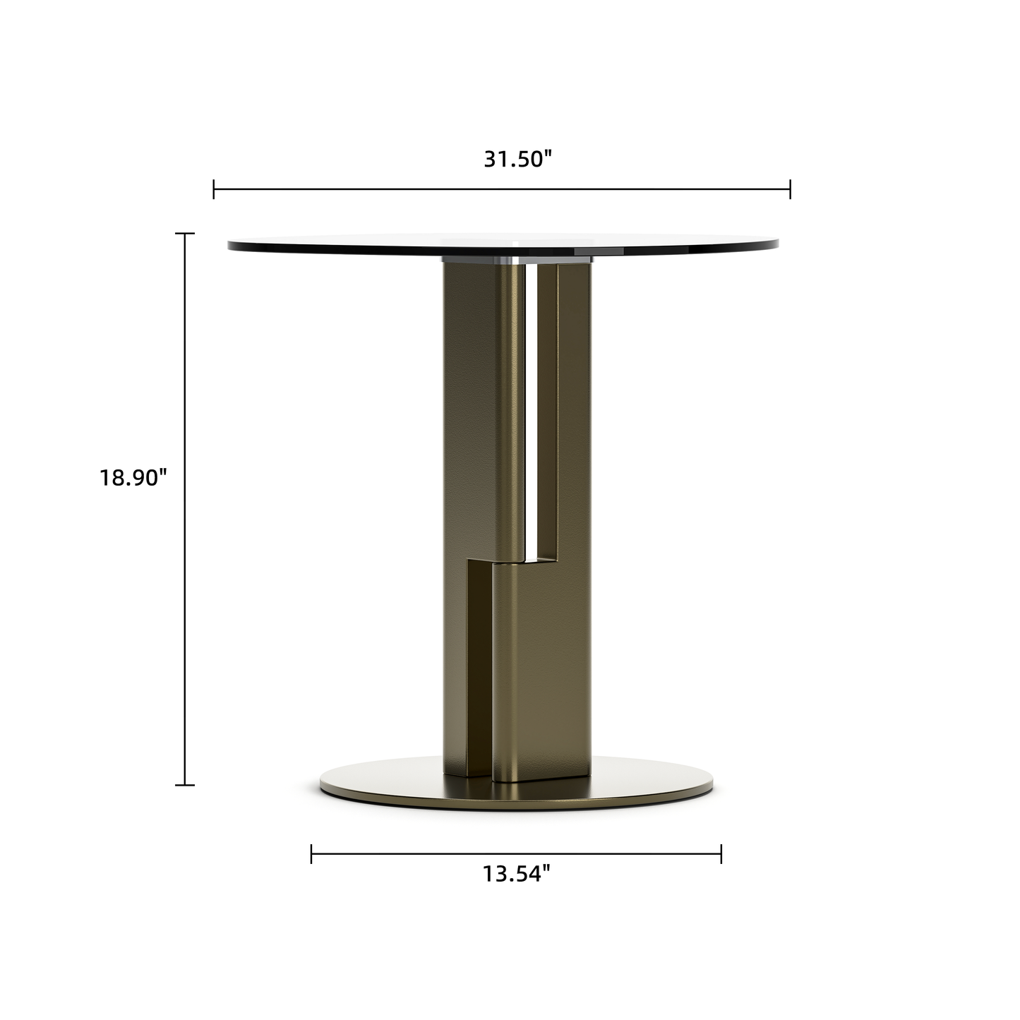 [Pre-Sale] Modern Round Smoked Gray Glass Side Table with Sculptural Gold Steel Base