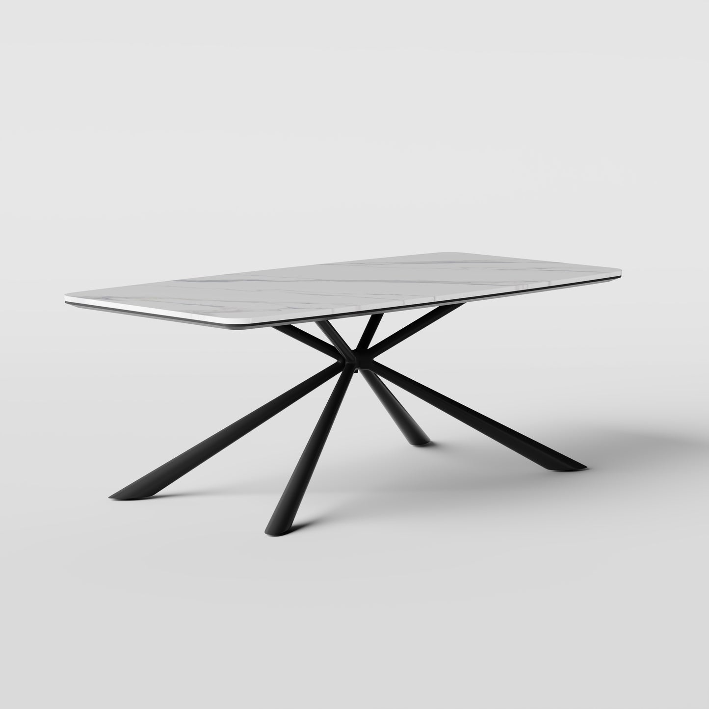 [Pre-Sale] Modern Rounded Rectangle Sintered Stone Coffee Table with Stainless Steel Base