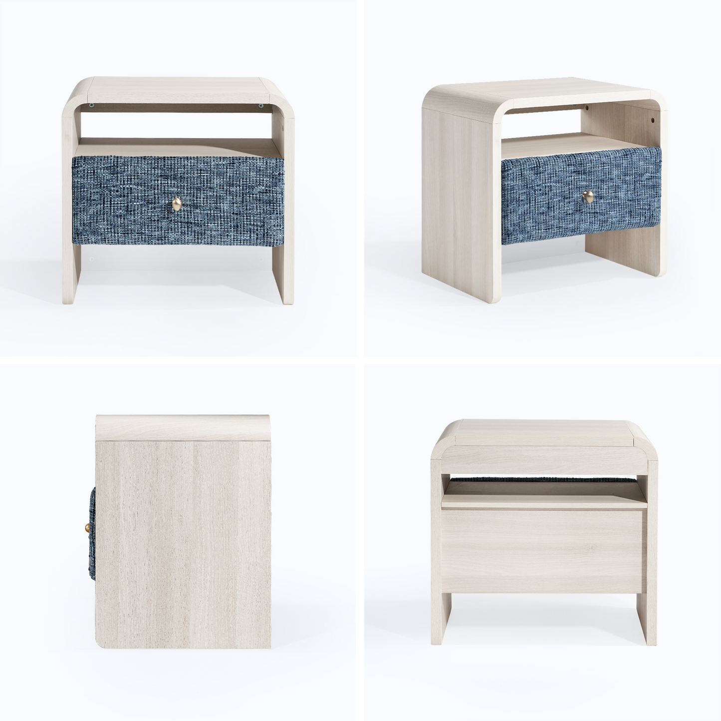 Dione Nightstand with Pebble Handle & Open Shelf - Harbor Depth Blue