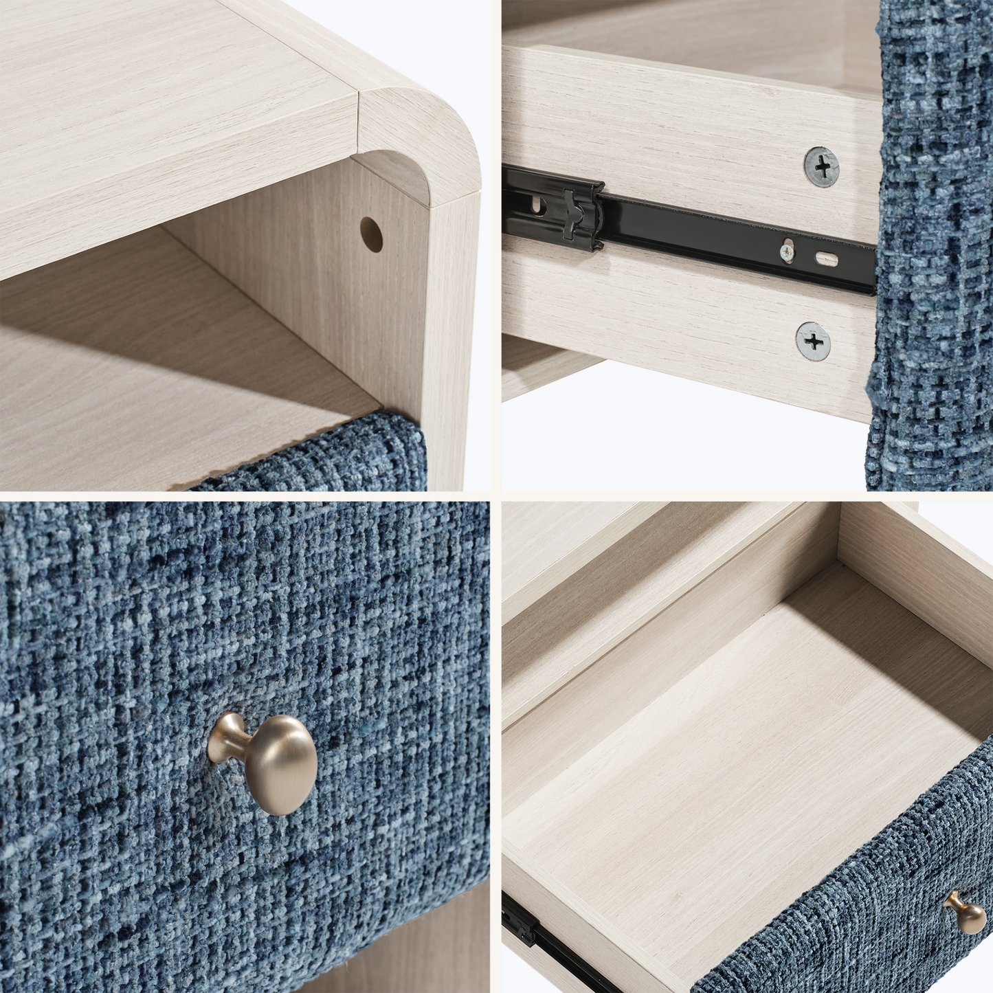 Dione Nightstand with Pebble Handle & Open Shelf - Harbor Depth Blue