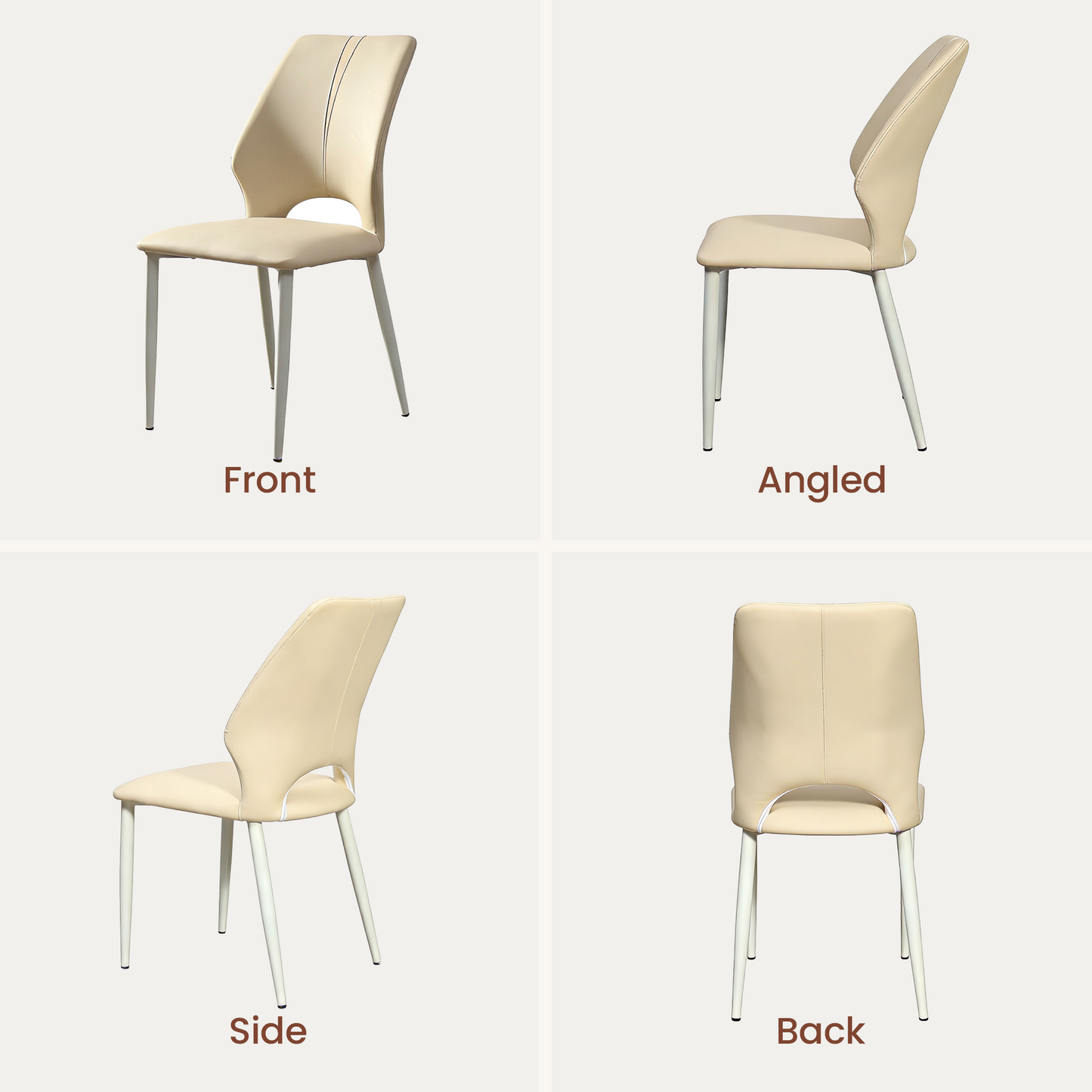 [Pre-Sale] Modern Light Luxury PU Leather Dining Chairs Set 2Pcs,Beige