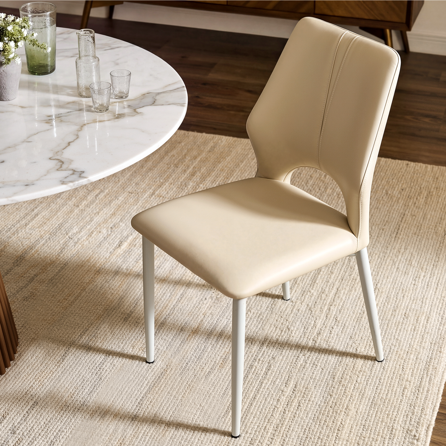 [Pre-Sale] Modern Light Luxury PU Leather Dining Chairs Set 2Pcs,Beige