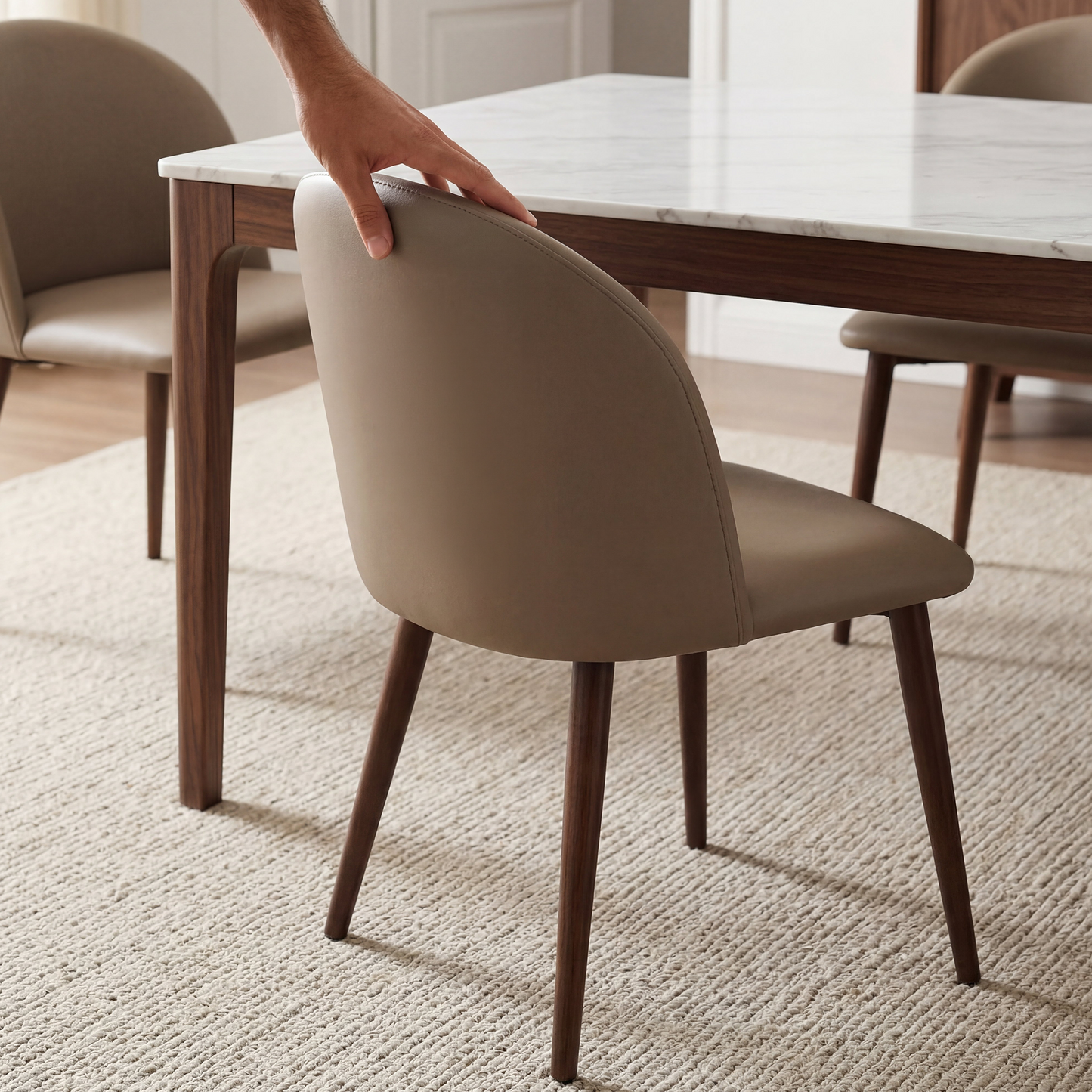 [Pre-Sale] Modern PU Leather C-Shaped Back Dining Chairs Set 2 PCS - Brown