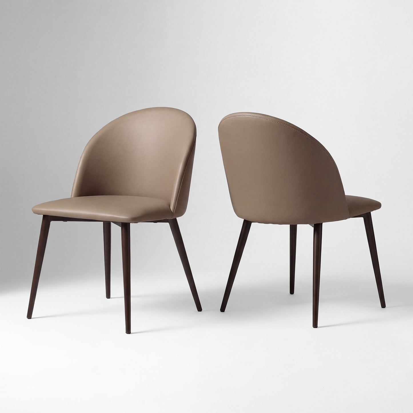 [Pre-Sale] Modern PU Leather C-Shaped Back Dining Chairs Set 2 PCS - Brown