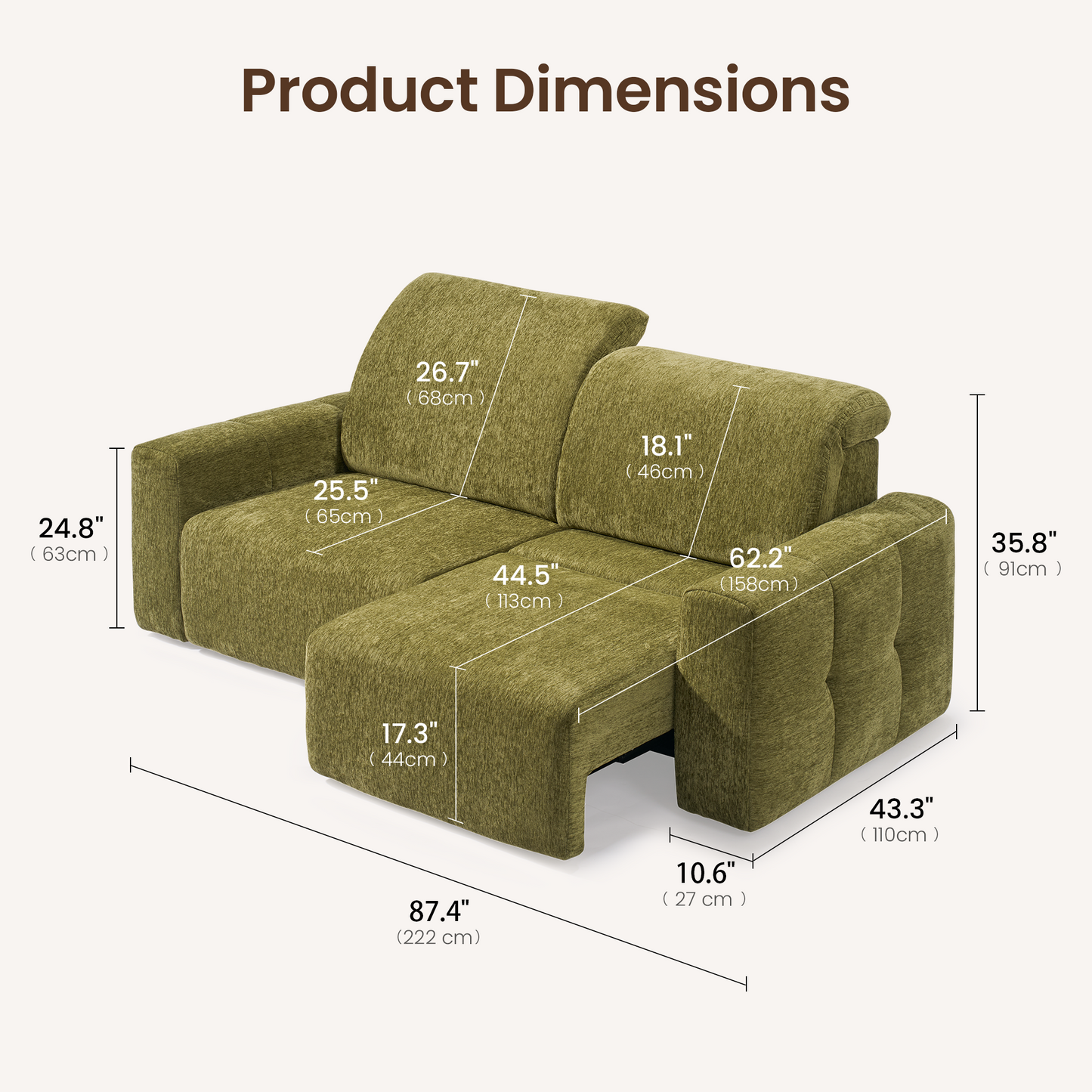 [Pre-Sale] Power Reclining Loveseat with Independent Headrest & Footrest – 2-Seat Modular Sectional Sofa