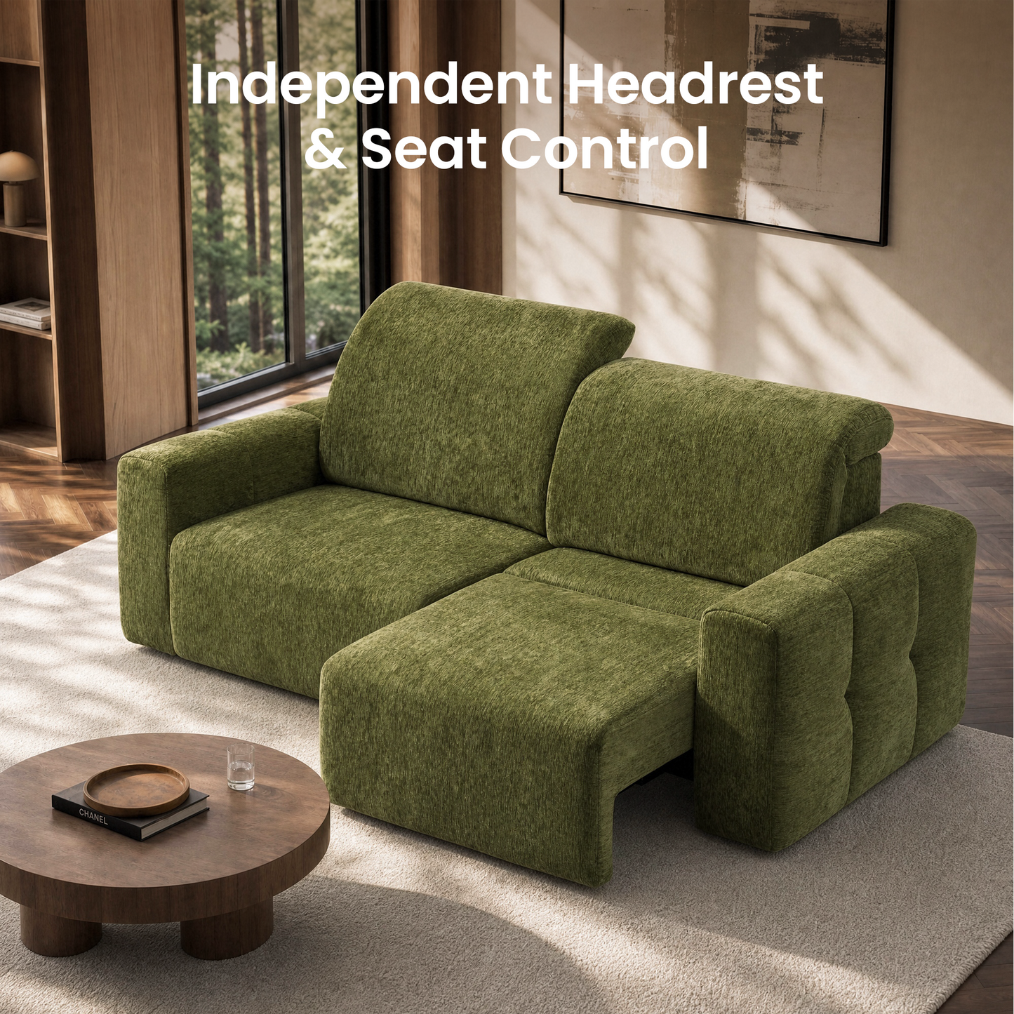 84" Power Reclining Loveseat with Independent Headrest & Footrest – 2-Seat Modular Sectional Sofa