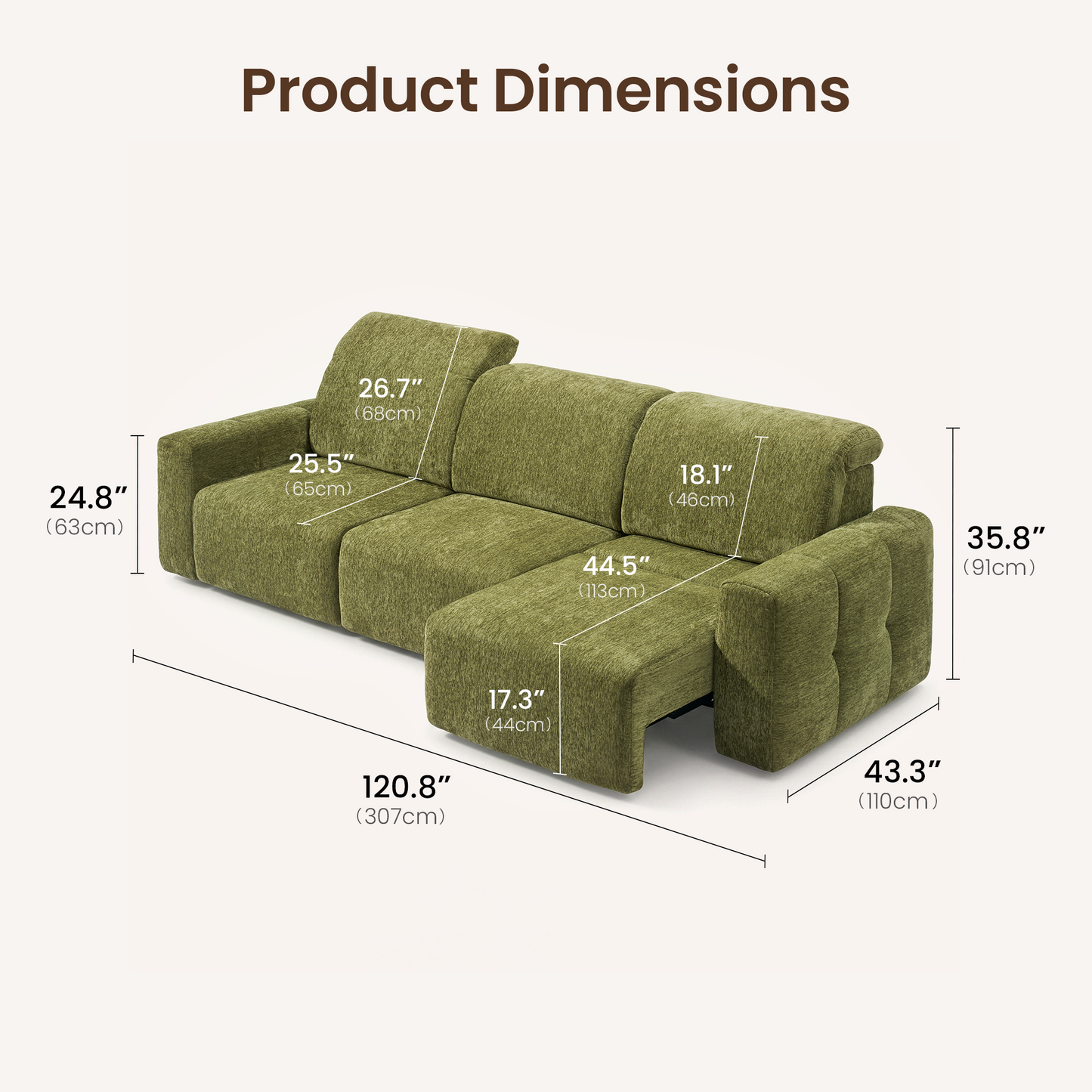[Pre-Sale] Power Reclining Sectional Sofa with Independent Headrest & Footrest – 4-Seat Modular Sofa