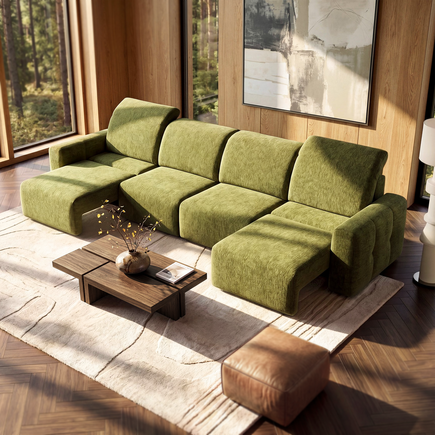 [Pre-Sale] Power Reclining Sectional Sofa with Independent Headrest & Footrest – 4-Seat Modular Sofa