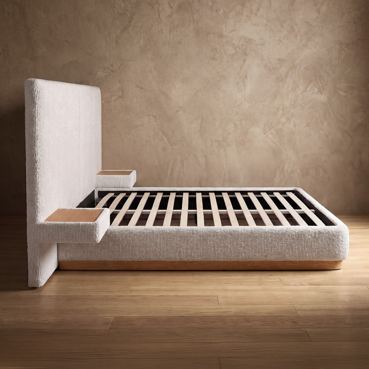 Bed frame shown from the side on a plain background