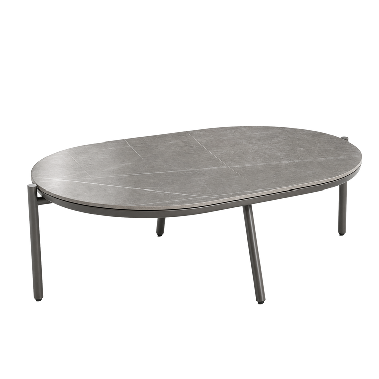 53" Outdoor Round Tube Sintered Stone Oval Coffee Table