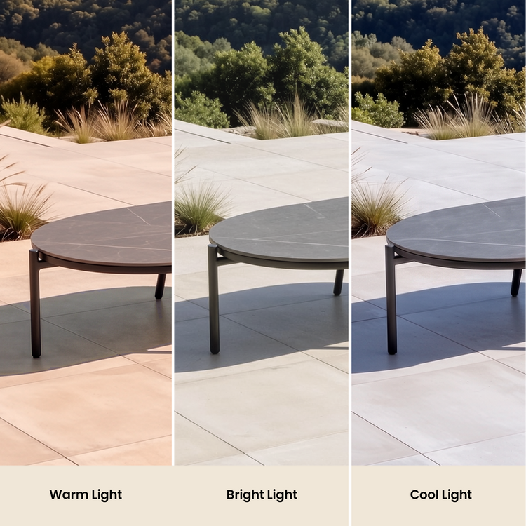 53" Outdoor Round Tube Sintered Stone Oval Coffee Table