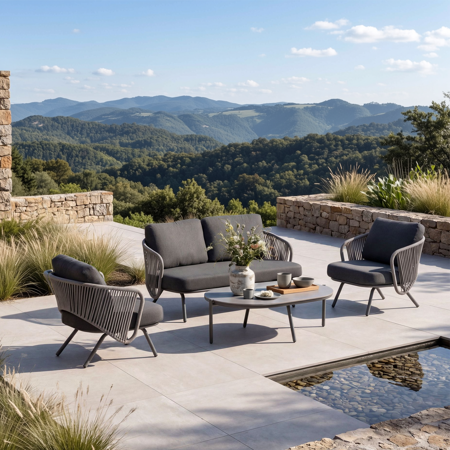 [Pre-Sale] Round Tube Contour Outdoor Handwoven Rope Lounge Chair
