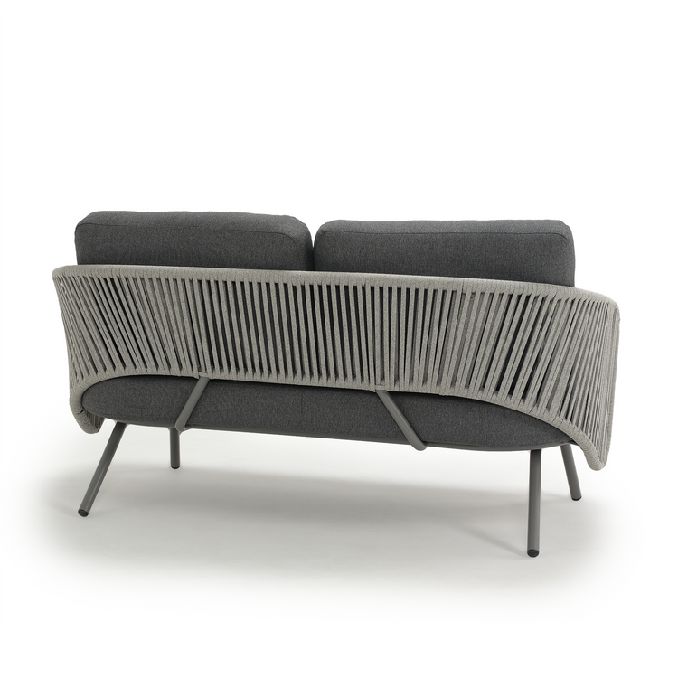 59.6" Outdoor Round Tube Woven Rope Loveseat Sofa