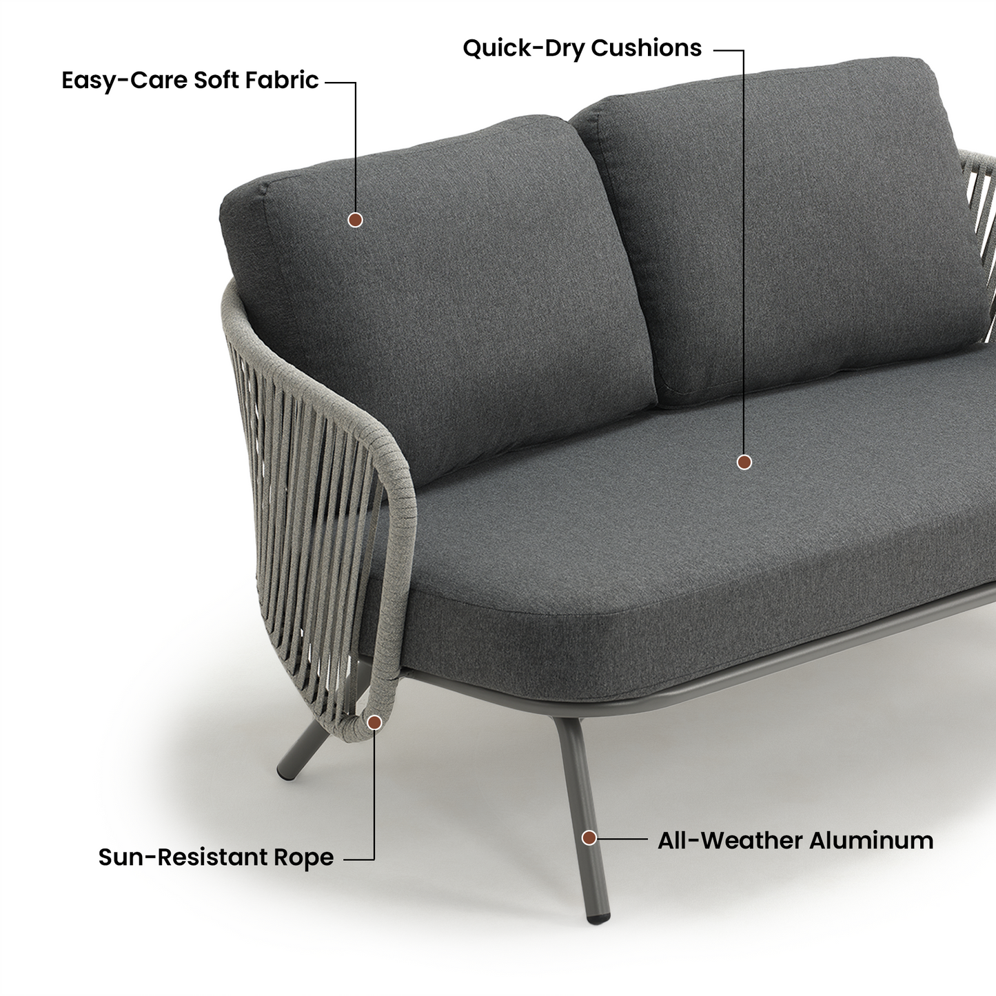 [Pre-Sale] Round Tube Contour Outdoor Handwoven Rope Loveseat