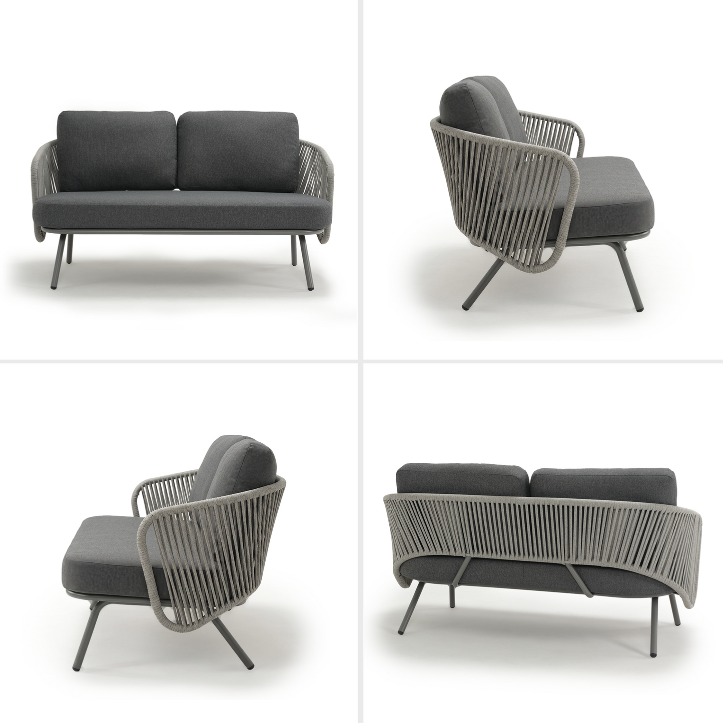 [Pre-Sale] Round Tube Contour Outdoor Handwoven Rope Loveseat