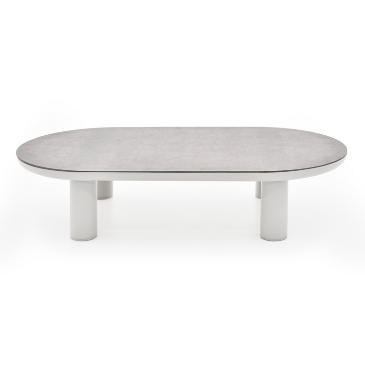 51" Outdoor Round Tube Coffee Table with Sintered Stone Top