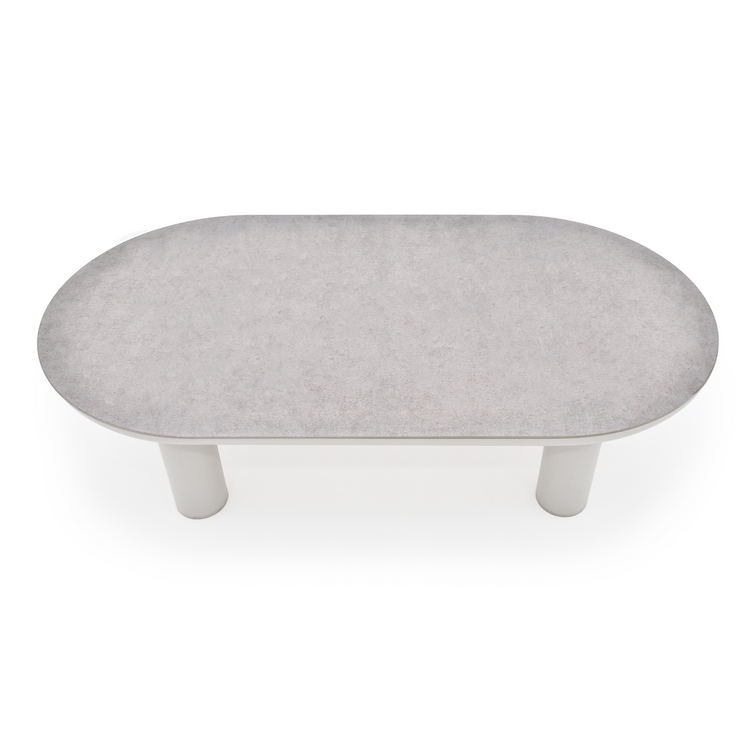 51" Outdoor Round Tube Coffee Table with Sintered Stone Top