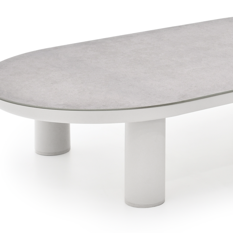 51" Outdoor Round Tube Coffee Table with Sintered Stone Top