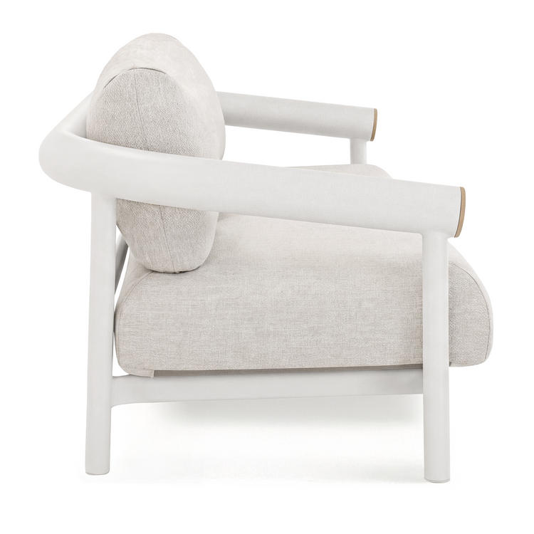 1pc Round Tube 33.8" Outdoor Lounge Chair, Performance Fabric Foam Cushions