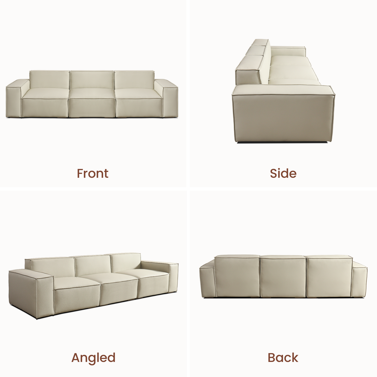 [Pre-sale] 118" Scratch-Resistant Vegan Leather Sofa - Deep Seating & Metal Legs