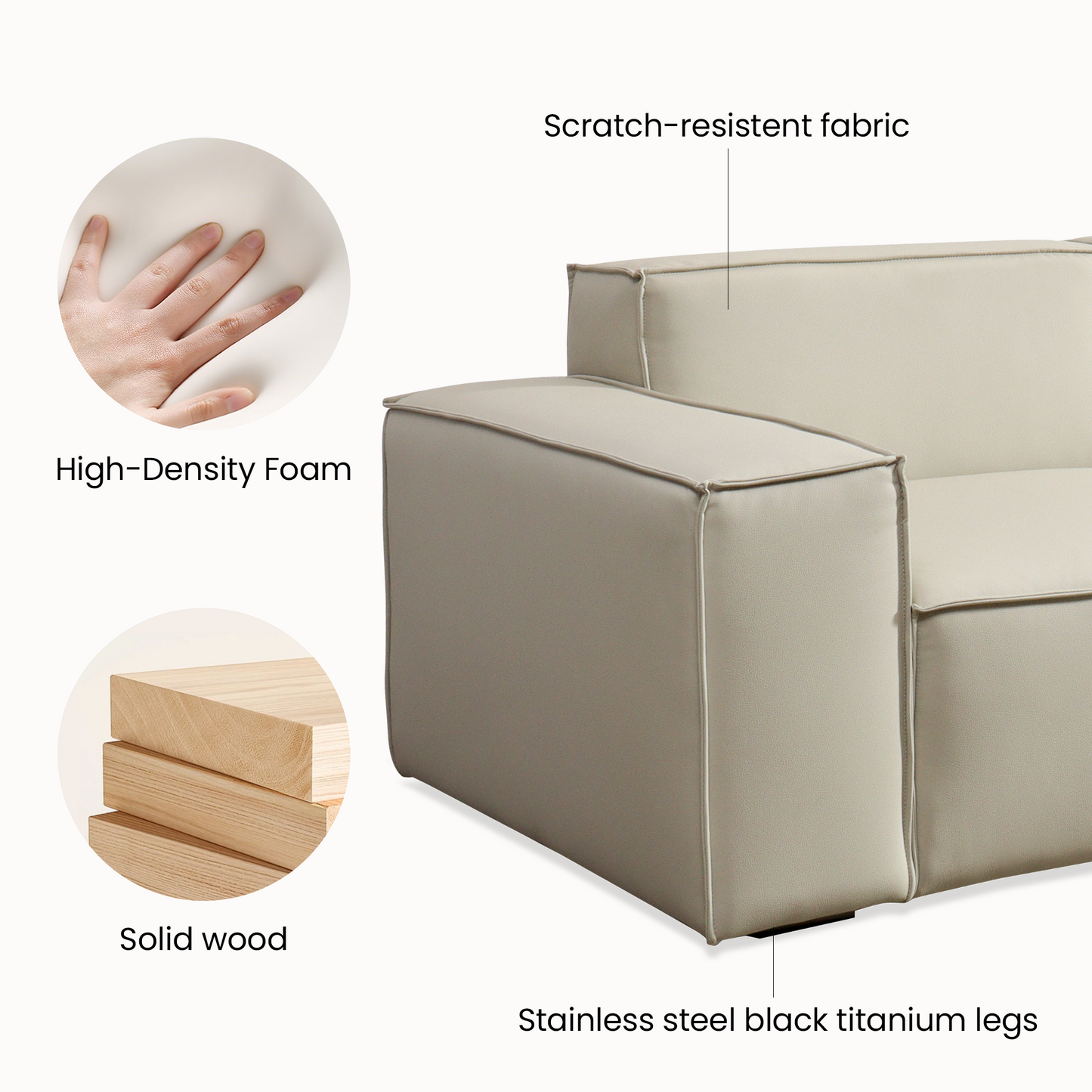[Pre-sale] 118" Scratch-Resistant Vegan Leather Sofa - Deep Seating & Metal Legs