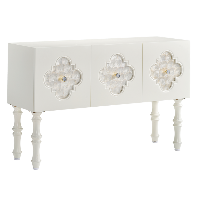 47" Shell Inlay 3-Door Accent Cabinet  Storage Cabine