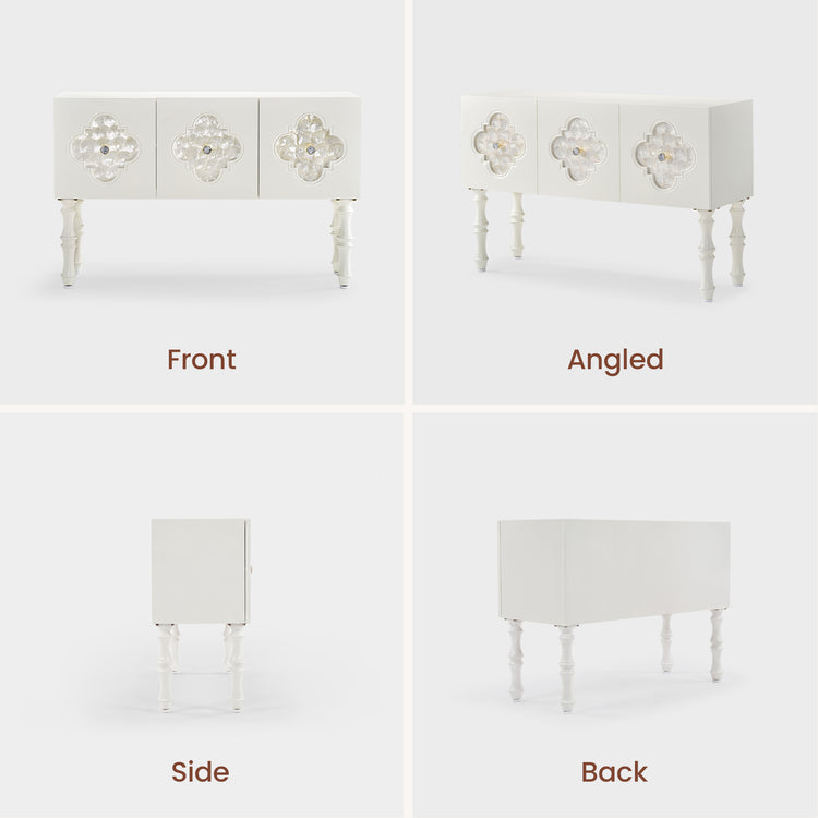 47" Shell Inlay 3-Door Accent Cabinet  Storage Cabine
