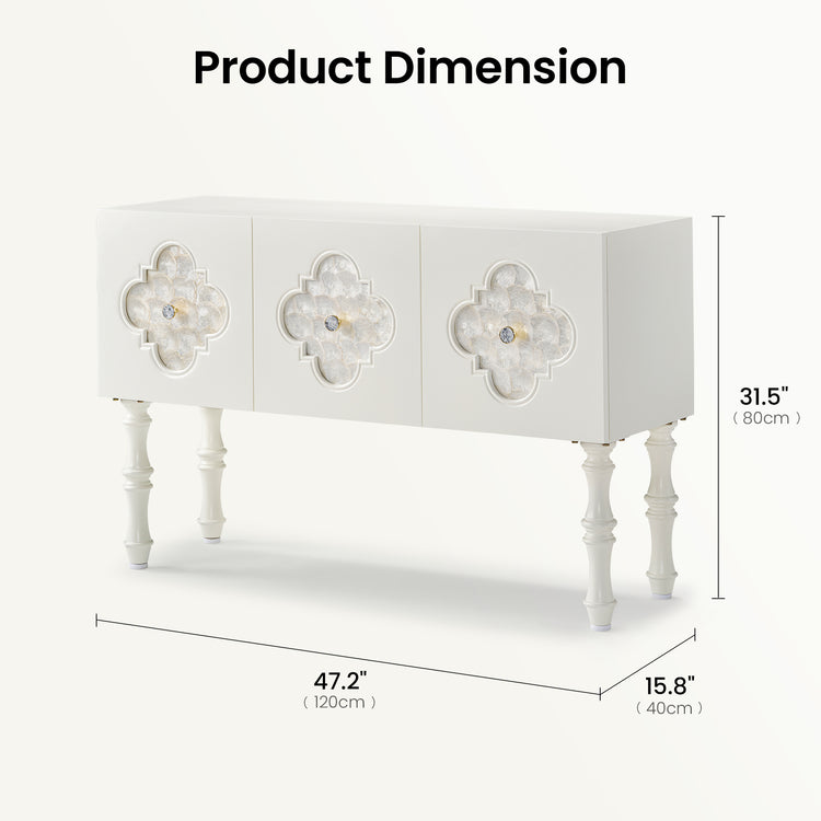 47" Shell Inlay 3-Door Accent Cabinet  Storage Cabine