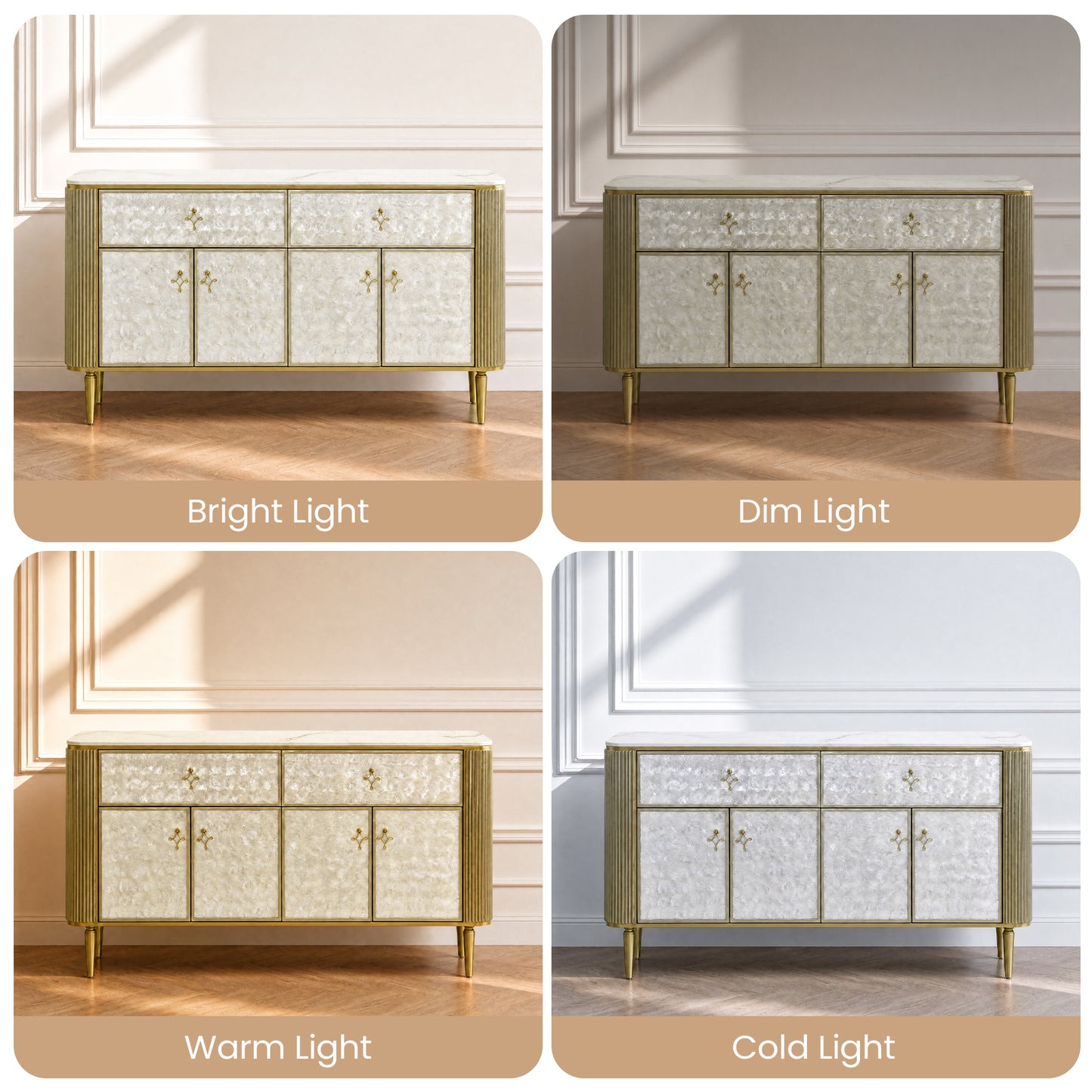 [Pre-Sale] Shell Inlay 3-Door Accent Sideboard, 63"