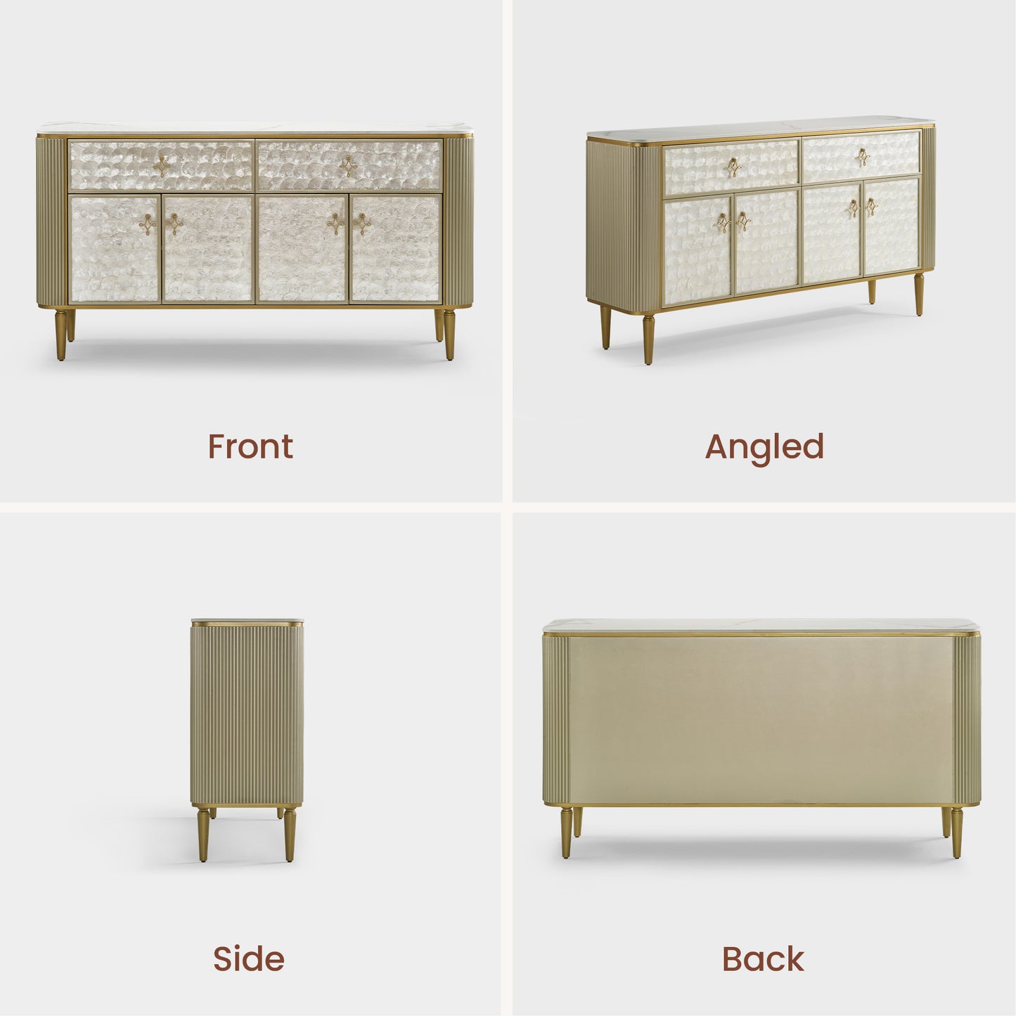 [Pre-Sale] Shell Inlay 3-Door Accent Sideboard, 63"