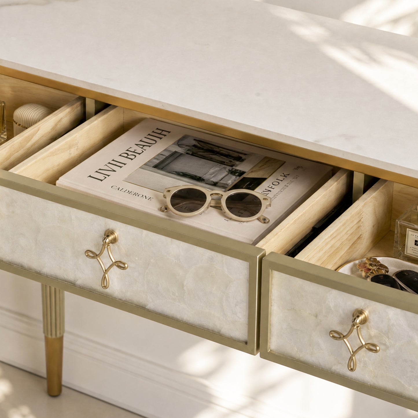 [Pre-Sale] Shell & Pearl Inlay 3-Drawer Console Table, 47"