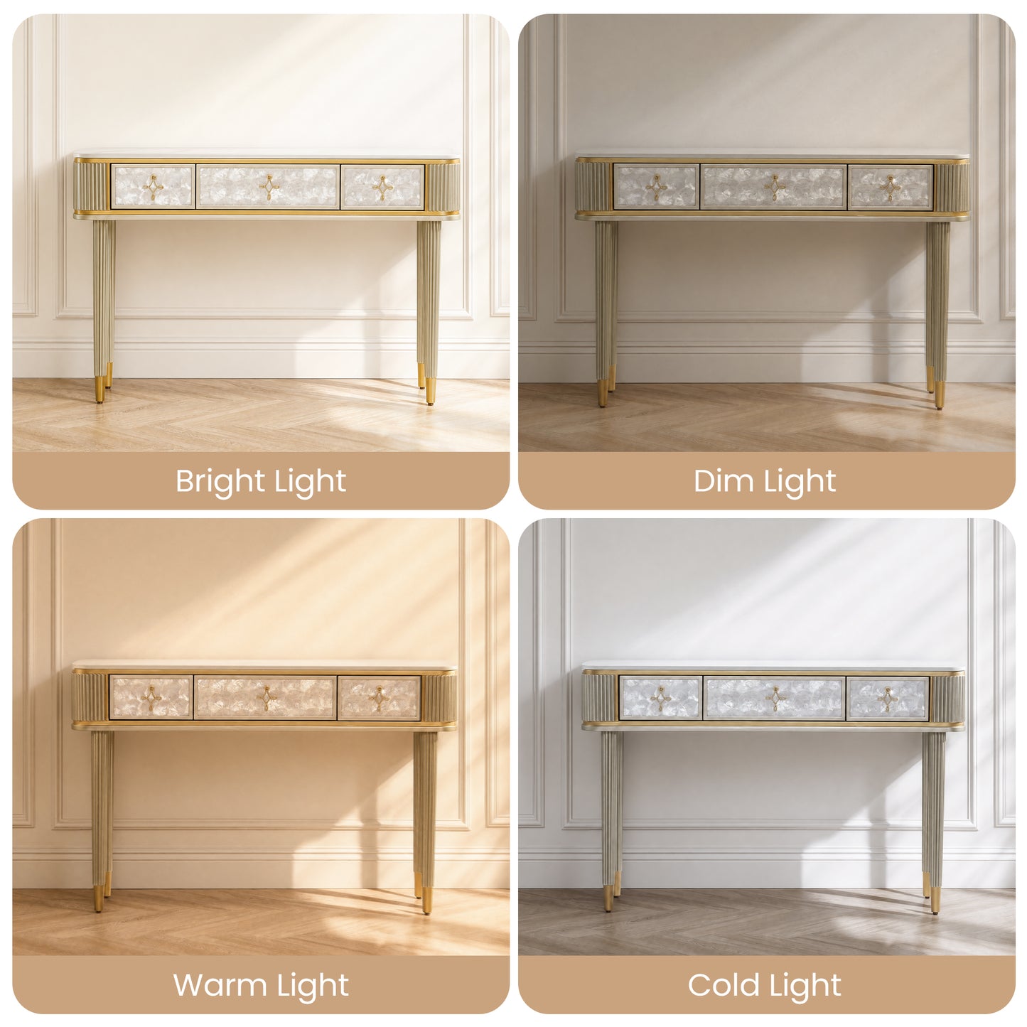 [Pre-Sale] Shell & Pearl Inlay 3-Drawer Console Table, 47"