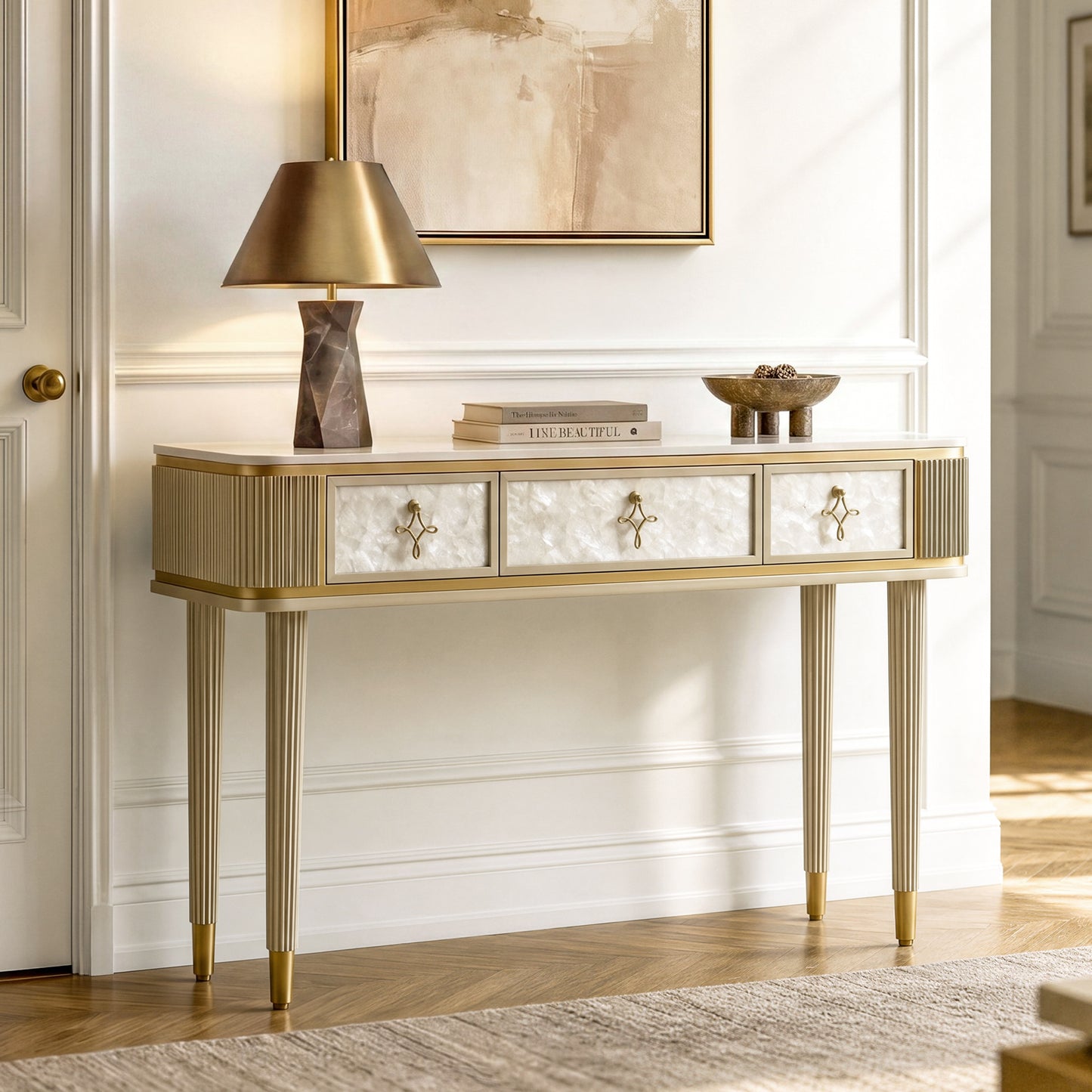 [Pre-Sale] Shell & Pearl Inlay 3-Drawer Console Table, 47"